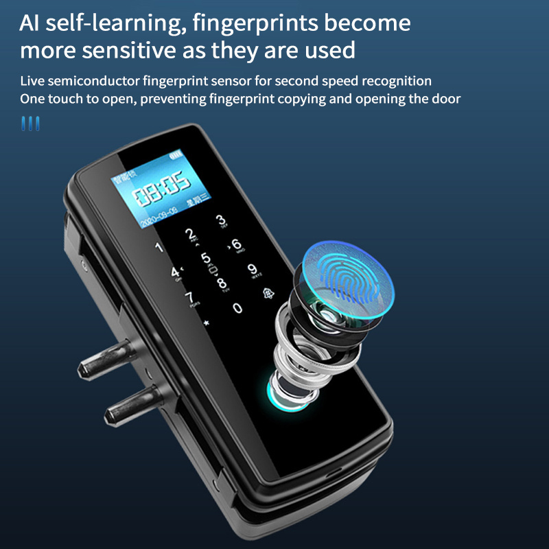 hot sell office push sliding password card remote control glass door digital fingerprint smart lock