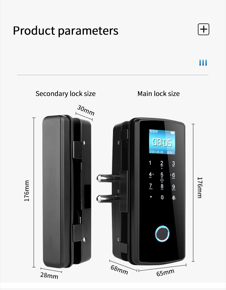 hot sell office push sliding password card remote control glass door digital fingerprint smart lock