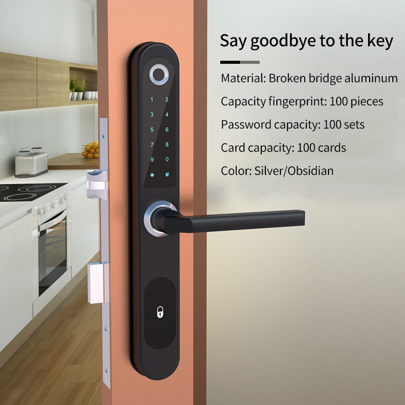 door ttlock tuya app Bridge aluminum sliding electric digital fingerprint keyless smart door handle lock