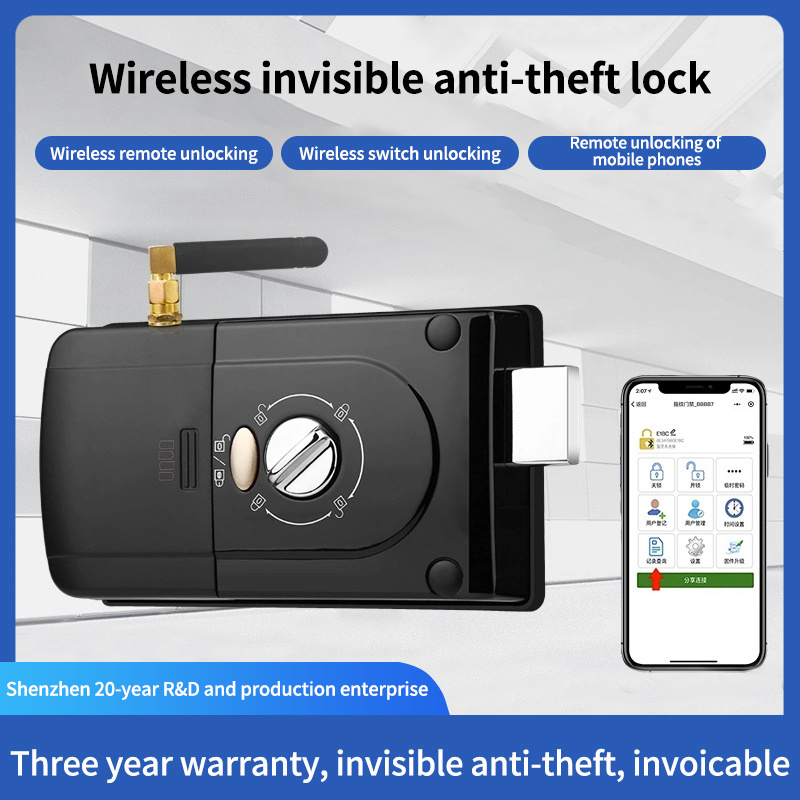 Phone Remote unlocking Wireless invisible anti-theft 4pcs 1.5V AA Battery lock smart  Door Lock