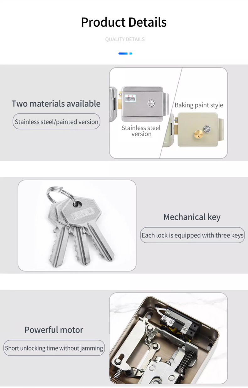 Stainless steel special button electric bolt lock for electronic key control door locks set for access control systems