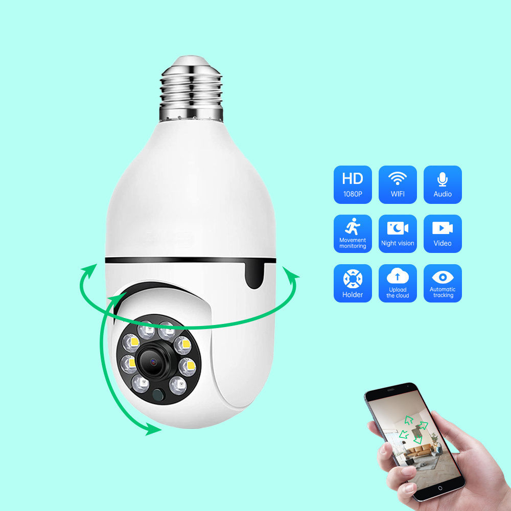 E27 Socket Lamp Holder Full Color 720p 360 Panoramic CCTV Wifi IP Camera PTZ Light Bulb Camera