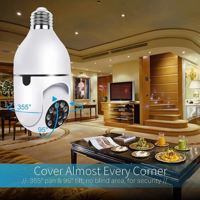 E27 Socket Lamp Holder Full Color 720p 360 Panoramic CCTV Wifi IP Camera PTZ Light Bulb Camera