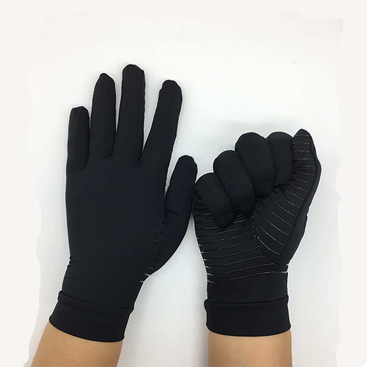 Hot Selling Copper Fiber Black Non-slip Touch Screen Full Finger Pressure Gloves Work Rehabilitation Care Gloves Unisex