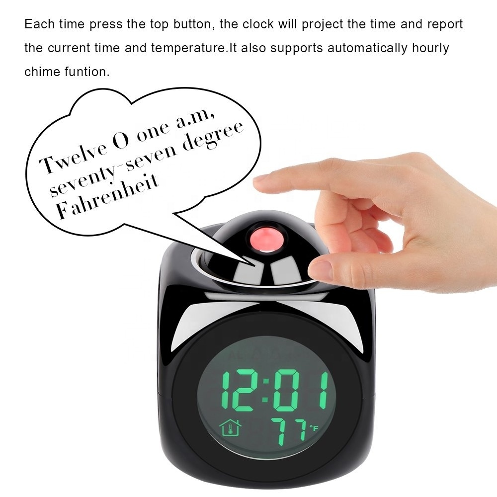 Creative Projection Alarm Clock Wall/Ceiling Led Projection Equipment Lcd Digital Voice Talking Temperature Clock Bedroom New