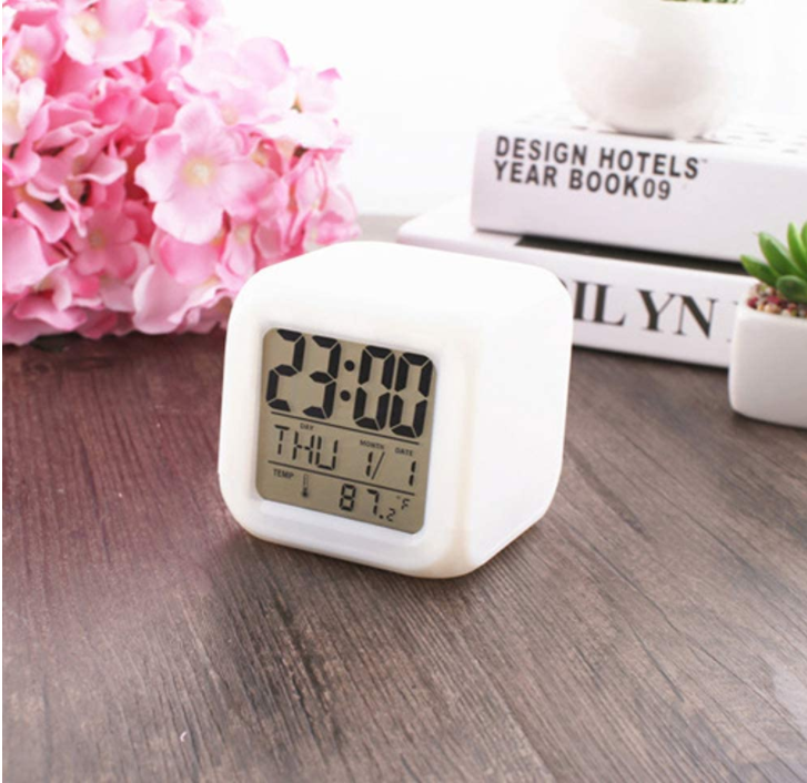 Kids Mini Cube Color Change LED Digital Blank Reloj Sublimation Glowing Light Up Digital Alarm Table Clock