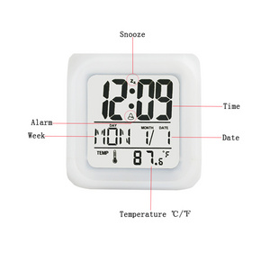 Kids Mini Cube Color Change LED Digital Blank Reloj Sublimation Glowing Light Up Digital Alarm Table Clock