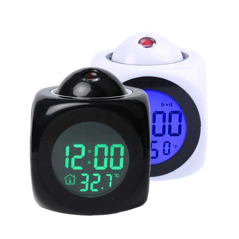 Creative Projection Alarm Clock Wall/Ceiling Led Projection Equipment Lcd Digital Voice Talking Temperature Clock Bedroom New