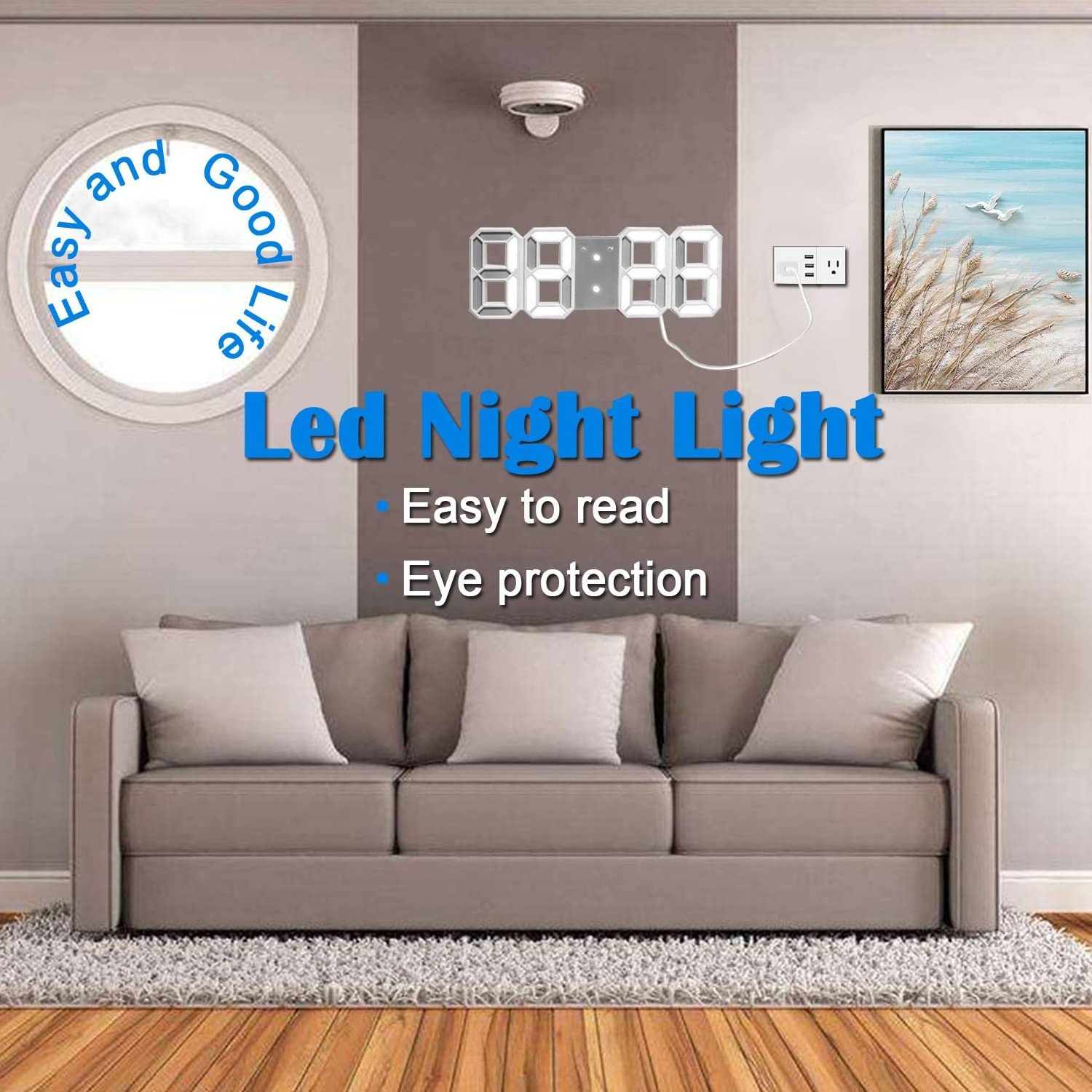 3D Led Desk Wall Clock Digital Clock Watch Timer Night Light Alarm Clock for Warehouse Office Electronic Logo Customized Modern