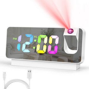 180 Projector Dimmer Bedside Clock Projection clock for bedroom ceiling LED Digital Clock Projection on Ceiling Wall