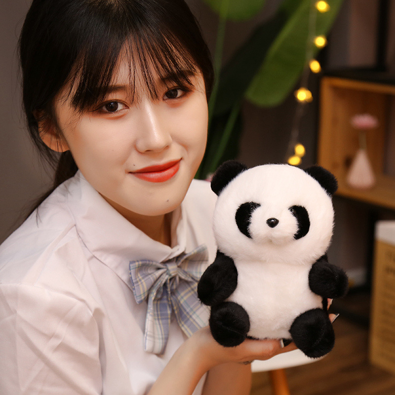 Wholesale simulation panda doll small furry panda stuffed animal toys plush toys gift for kids