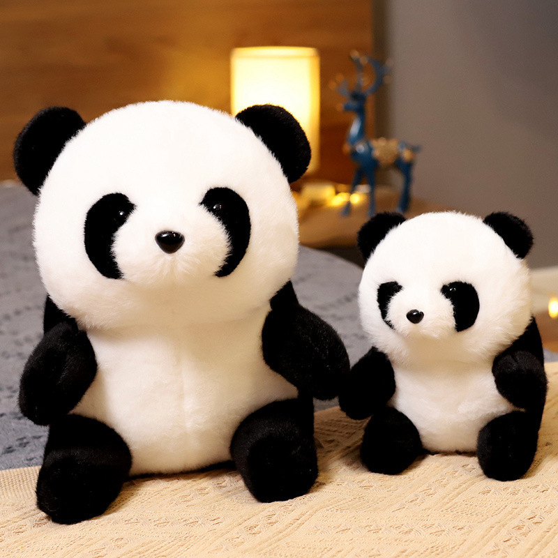 Wholesale simulation panda doll small furry panda stuffed animal toys plush toys gift for kids