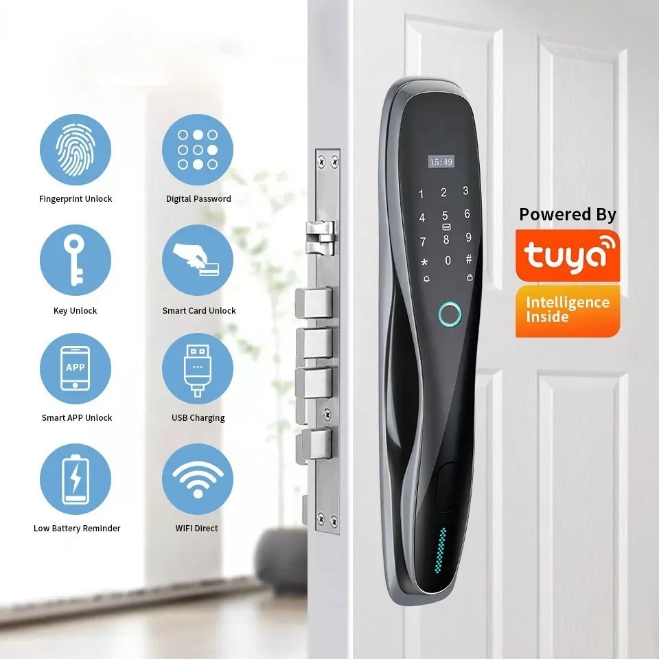 2024 Password Door Digital Lock Safety Serrure Intelligente Electric App Tuya Zigbee Outdoor Front Smart Digital Door Lock With