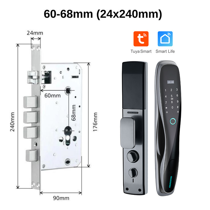 2024 Password Door Digital Lock Safety Serrure Intelligente Electric App Tuya Zigbee Outdoor Front Smart Digital Door Lock With