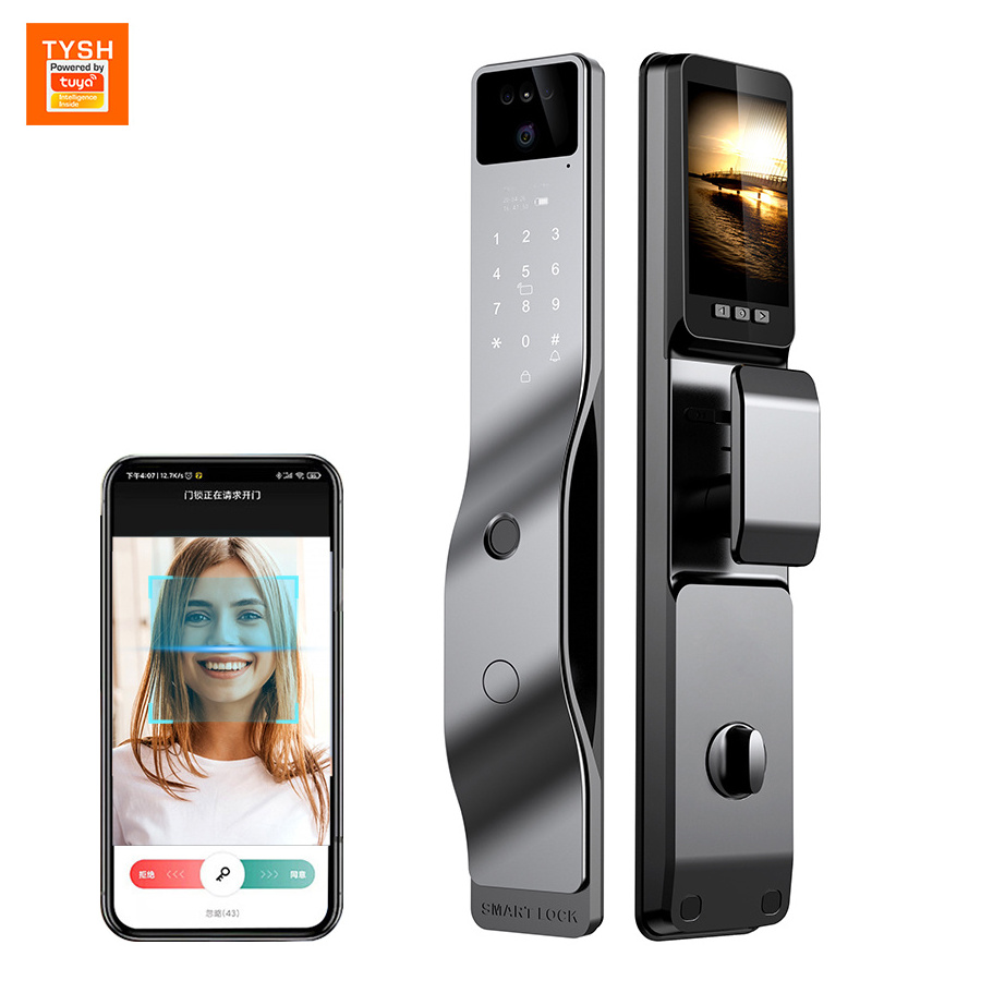 TUYA APP Digital Fingerprint Tuya Smart Door Lock Face Recognition Lock with Camera Electric Digital Biometric Door Smart Lock