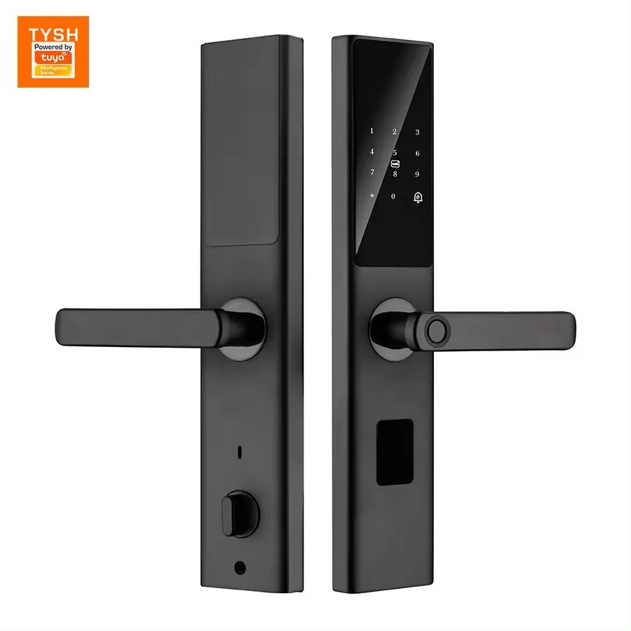 Factory Price Home Security Digital WiFi Tuya App Smart Door Lock Aluminum Fingerprint Inside Handle Tuya Smart Lock