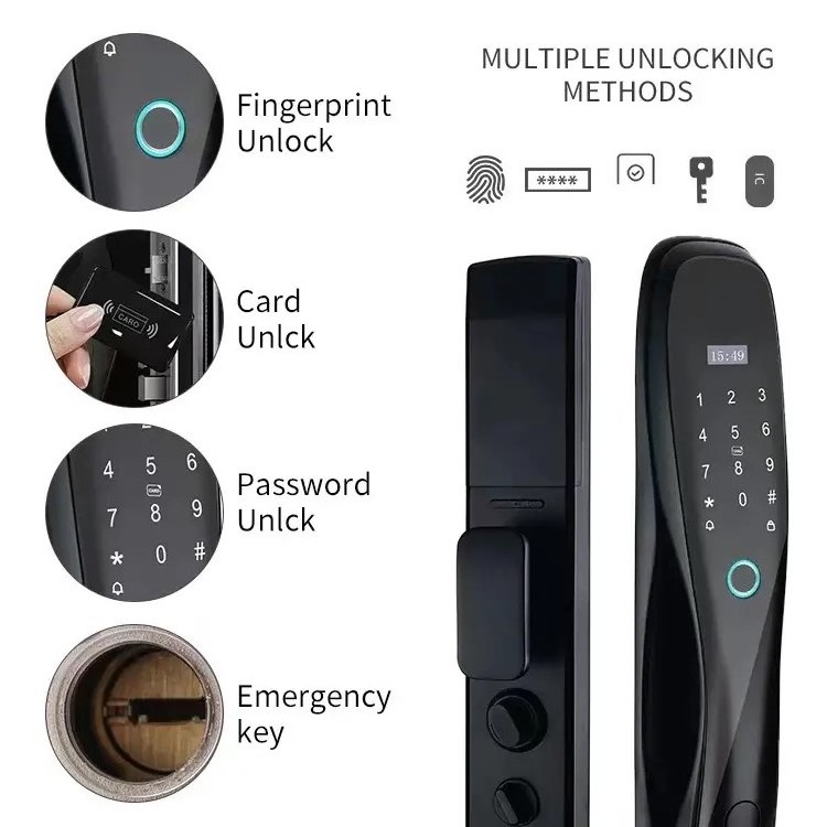 Tuya Smart Digital Fingerprint Lock Automatic Biometric Lock Rfid Ic Card Wifi App Combination Home Security Door Lock