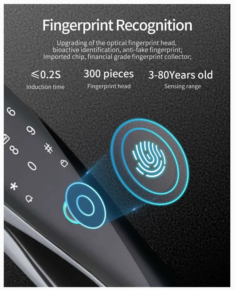 Tuya Smart Digital Fingerprint Lock Automatic Biometric Lock Rfid Ic Card Wifi App Combination Home Security Door Lock