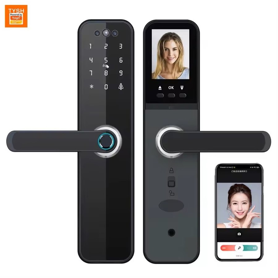 Tuya App-Controlled Smart WIFI Door Lock Camera Fingerprint Key Card Access Password Storage Options Electric Digital Door Lock