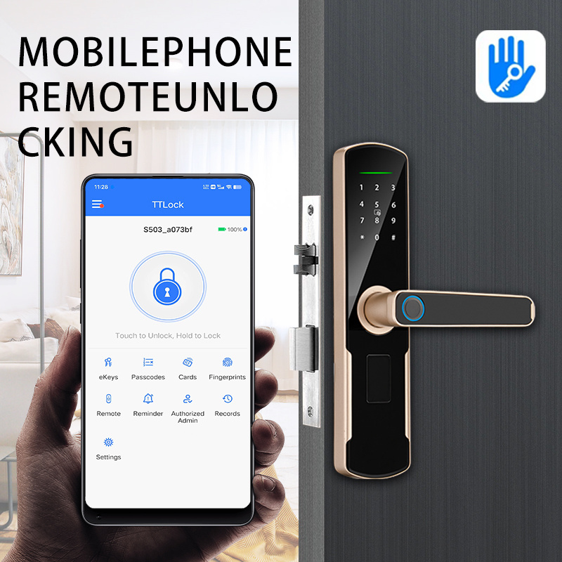 Smart Locks Intelligent Electronic Digital Card Fingerprint Password Electric Mortise Key Interior Door Lock