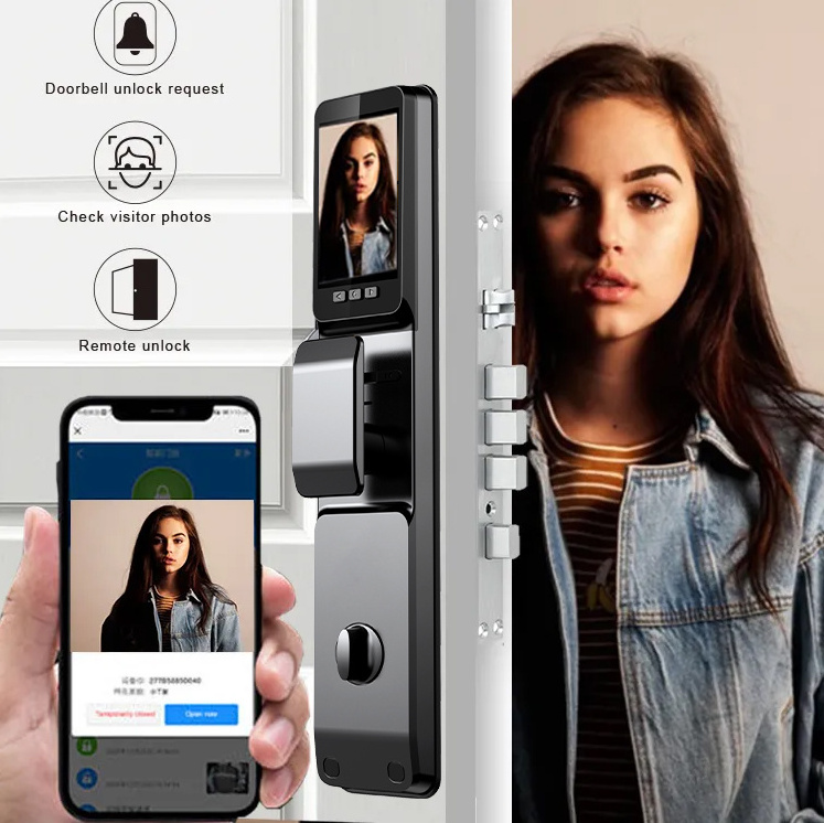 Tuya Wifi 3d Face Recognition Smart Door Lock With Camera  Biometric Fingerprint Security Fully Automatic Smart Lock