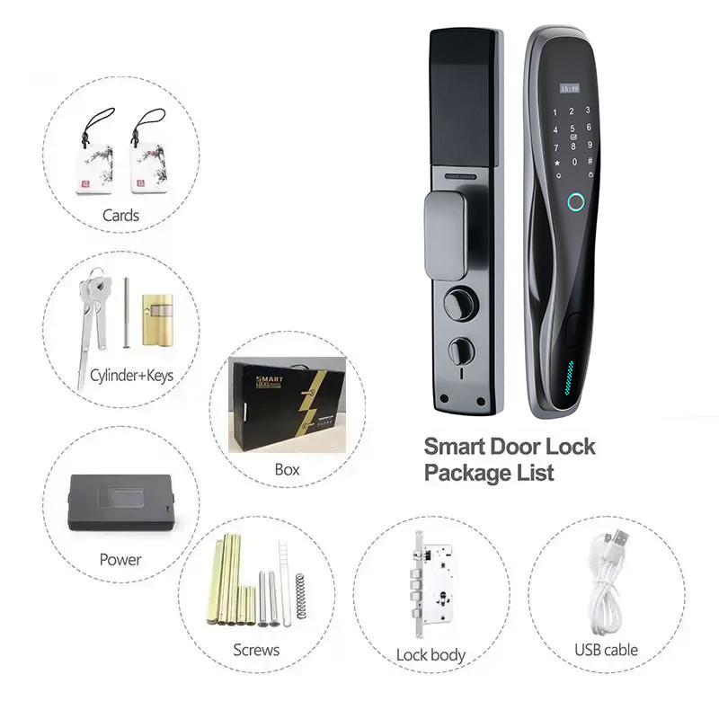 Tuya Smart Digital Fingerprint Lock Automatic Biometric Lock Rfid Ic Card Wifi App Combination Home Security Door Lock