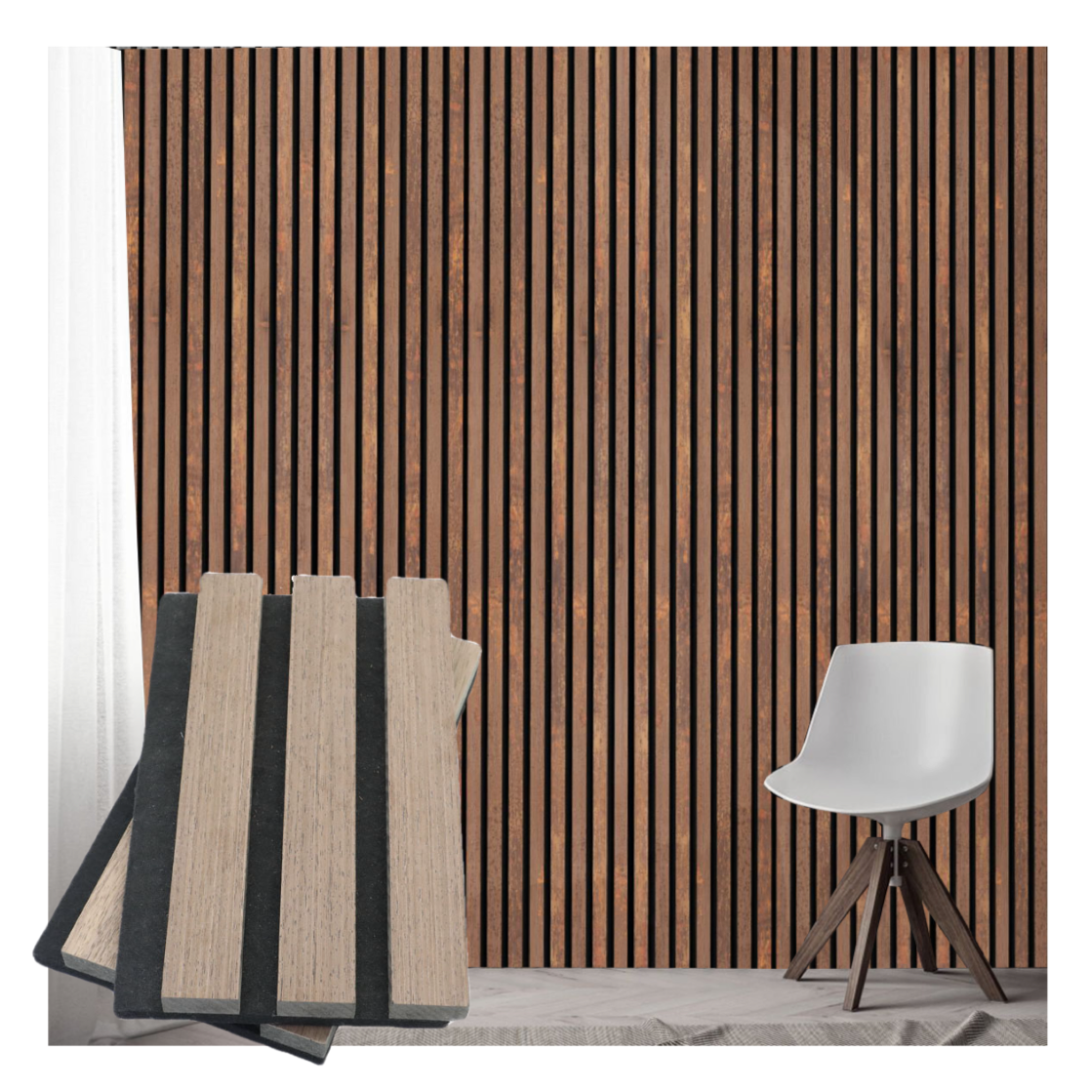 3d model design Seamless Design Acoustic Slat Wood MDF Veneer Wooden Slatted tv Wall Panels