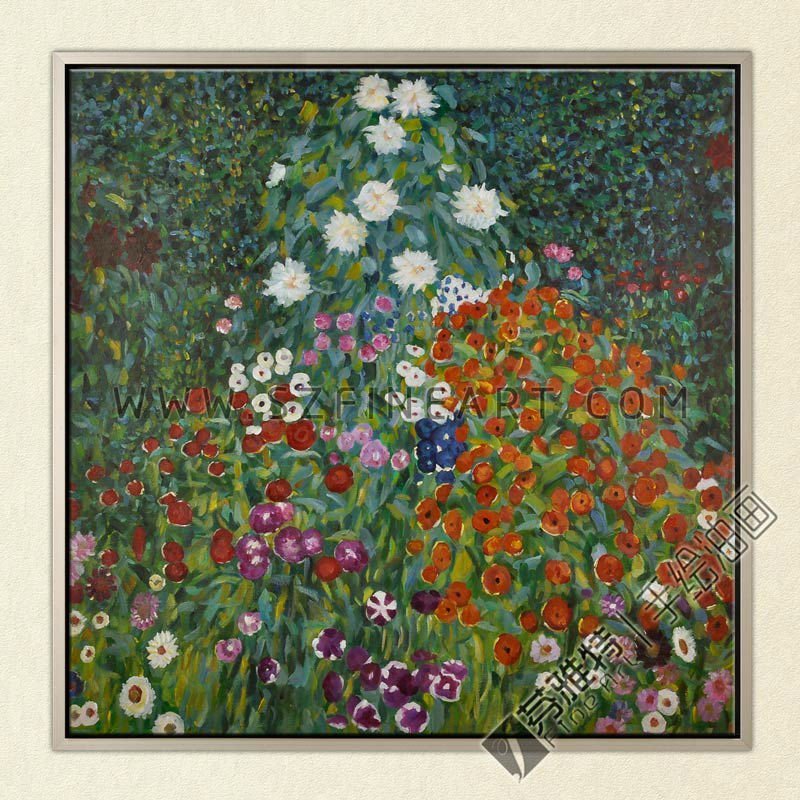 Flower Garden, 100% Handmade Oil Painting Canvas Reproduction of Gustav Klimt