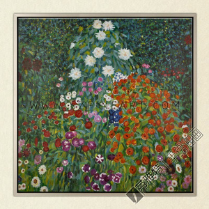 Flower Garden, 100% Handmade Oil Painting Canvas Reproduction of Gustav Klimt