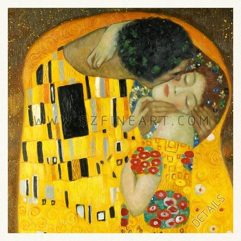 The Kiss, 100% Handmade Oil Painting Canvas Reproduction of Gustav Klimt