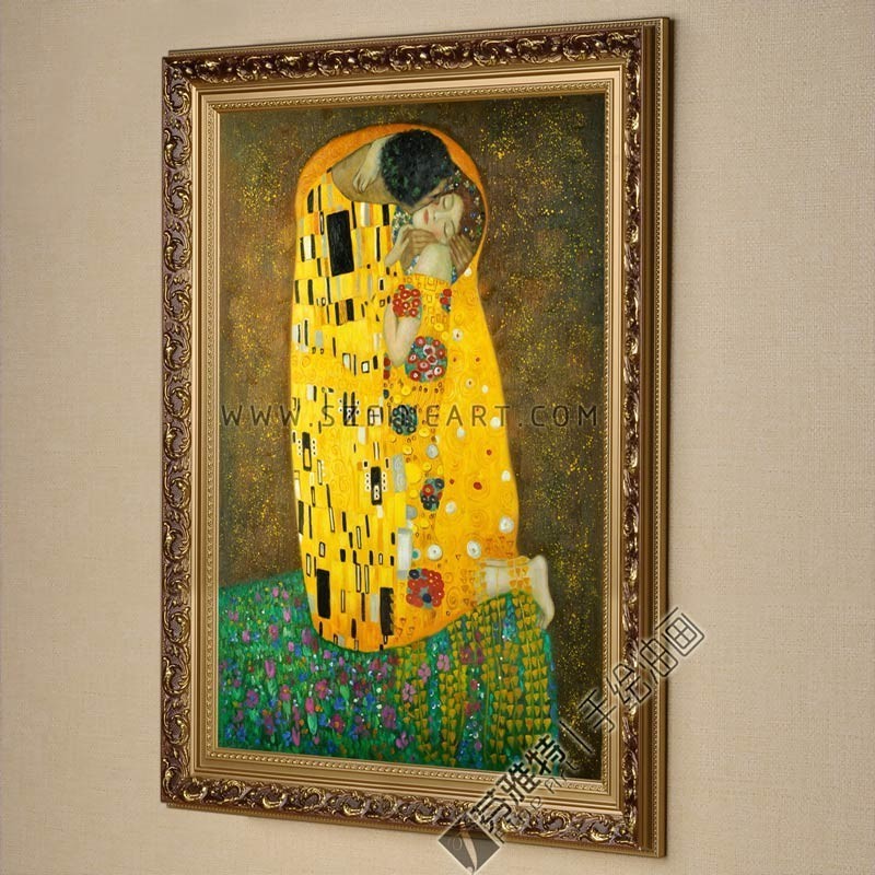 The Kiss, 100% Handmade Oil Painting Canvas Reproduction of Gustav Klimt