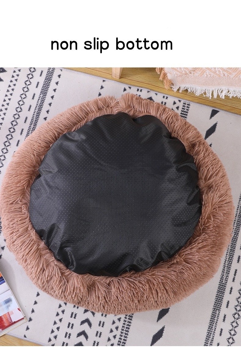 Factory Wholesale Non-slip Bottom Soft Donut Dog Pet Bed Cave Cat Bed Semi Enclosed Winter Warm Indoor Washable Round Pet Bed