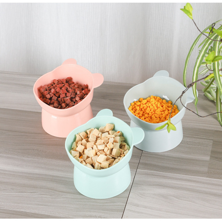 Factory Price Plastic Raised Neck Protected Cat Dog Water Food Feeding High Pet Bowl Custom Pet Bowl Elevated Pet Bowls