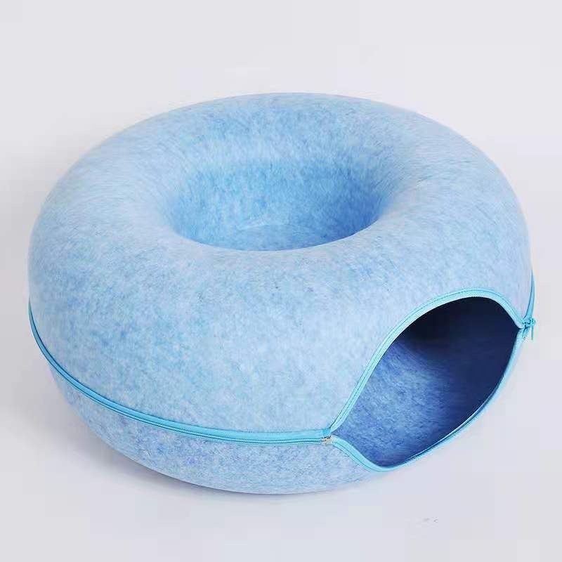 2023 New Design Washable Felt Cat Donut Tunnel 60cm Donut Plush Pet Dog Cat Bed Cat Tunnel Bed