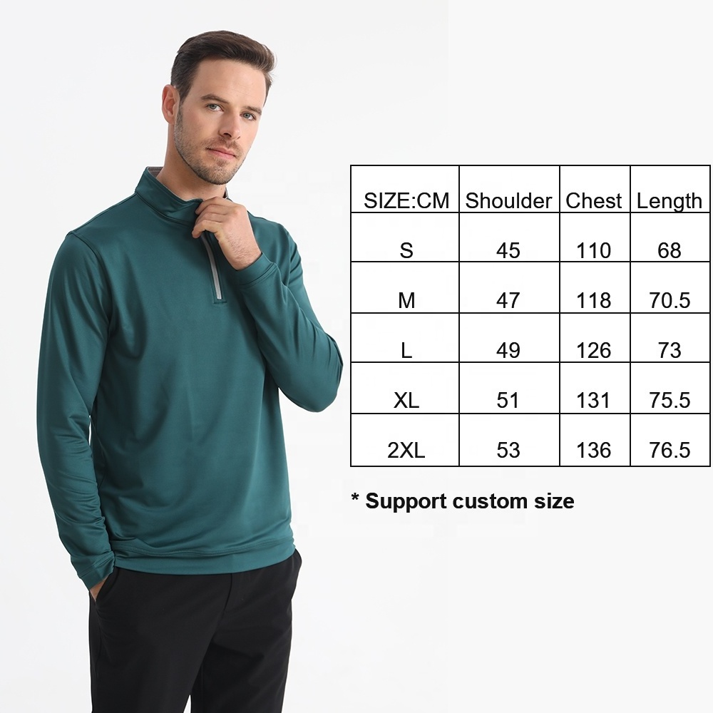 Custom Logo 1/4 Zip Pullover Golf Quarter Pullover Men Slim Fit Long Sleeve UV Mens Performance Sweatshirt Golf Hoodies