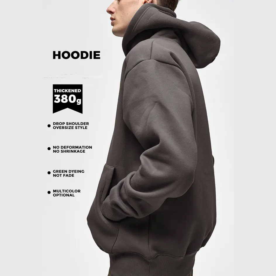 Custom Luxury Oversized Hoodie Men Heavy 400gsm Hoodie 100% Cotton Pullover Sweatshirt Custom Logo French Terry Hoodie 460 Gsm