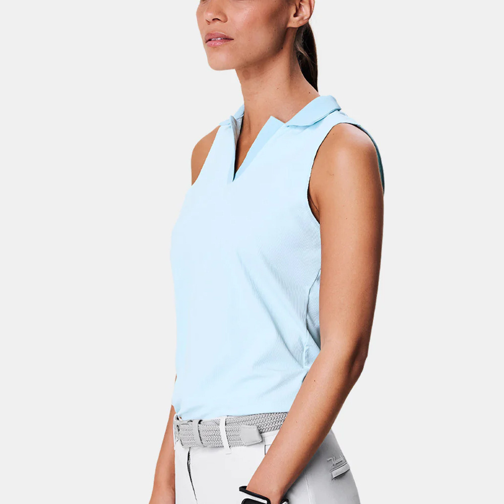 Custom OEM LOGO Ladies Slim Fit Sleeveless Sports Polo Shirts V Neck Collar Golf Shirt Sleeveless T-Shirt Women