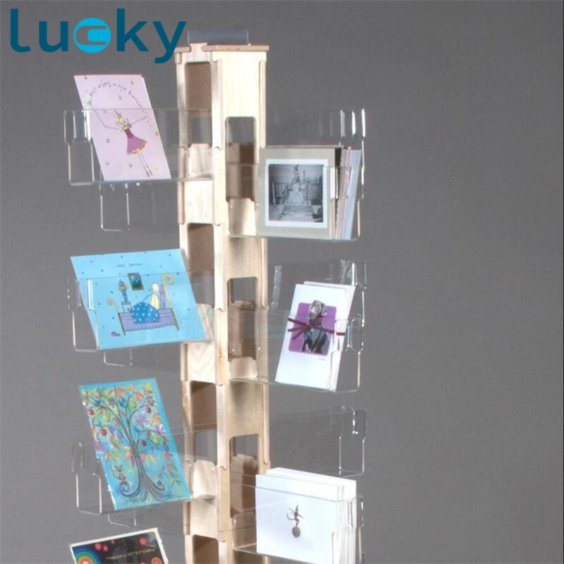 Custom 24'' Wood & Display Rack 24 Pocket Card Display Spinner  for Wholesale