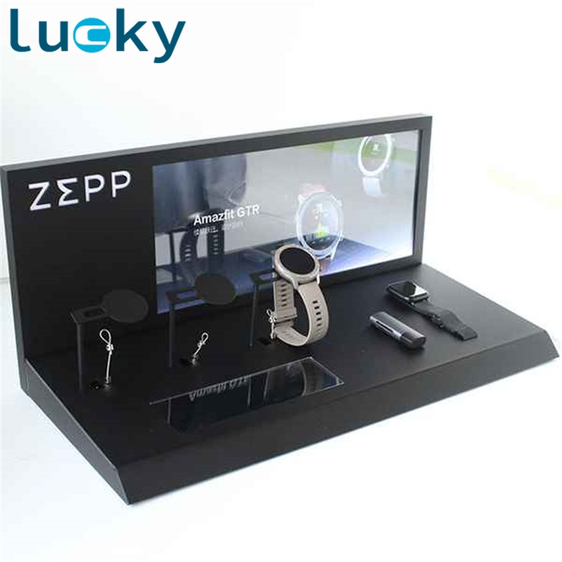 Professional counter L shape acrylic wrist watch display stand for retail store