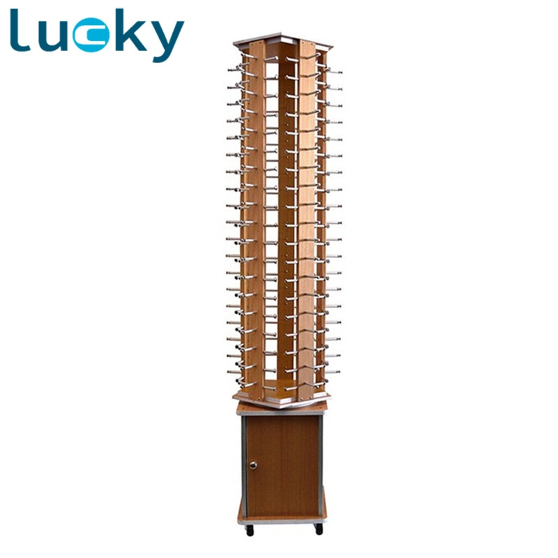 Wholesale Floor Standing Metal Wood Optical rotating display sunglasses display rack for hanging items