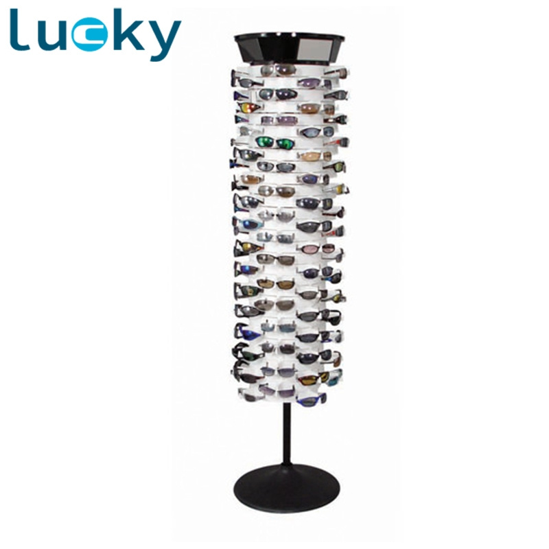 Wholesale Floor Standing Metal Wood Optical rotating display sunglasses display rack for hanging items