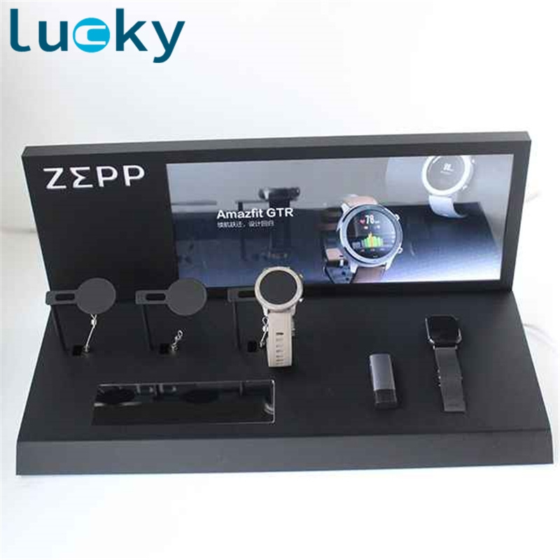 Professional counter L shape acrylic wrist watch display stand for retail store