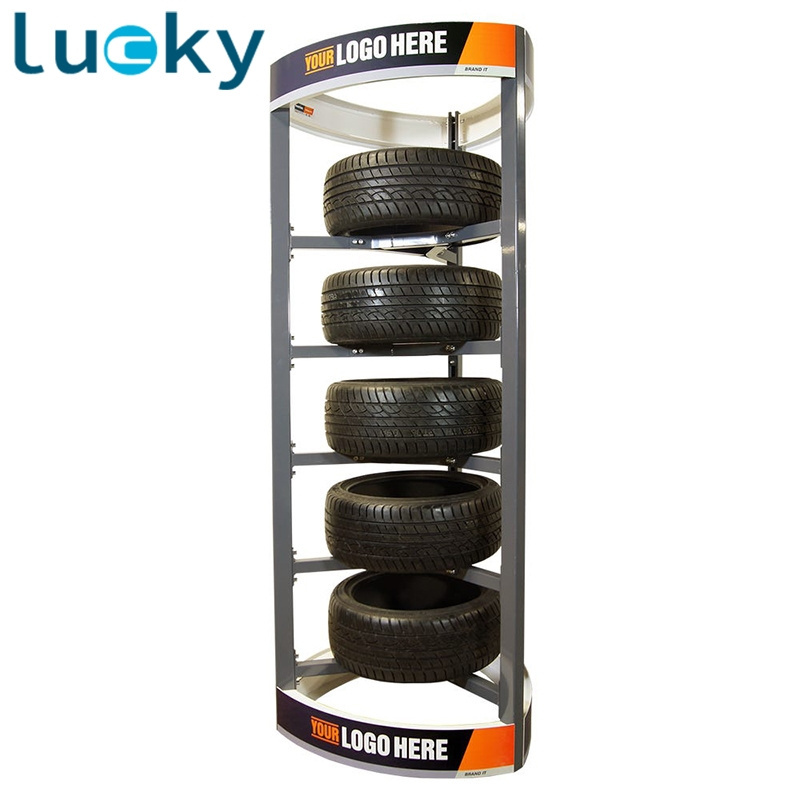 Customized Retail Store Metal Steel Wheel Display Floor Standing Auto Tyres Display Racks for Wholesale