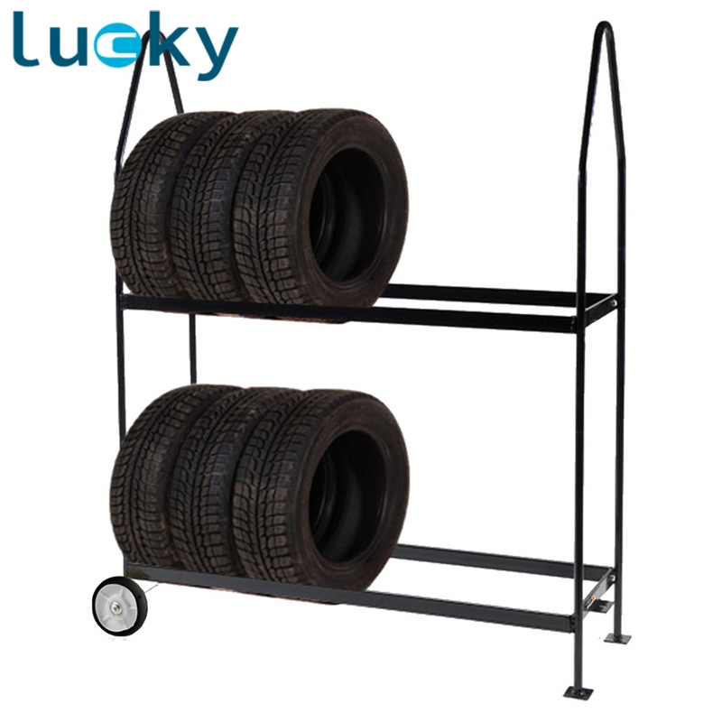 Customized Retail Store Metal Steel Wheel Display Floor Standing Auto Tyres Display Racks for Wholesale