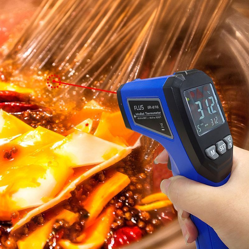 Multi-function pyrometer infrared industry thermometer Large color LCD display with backlight