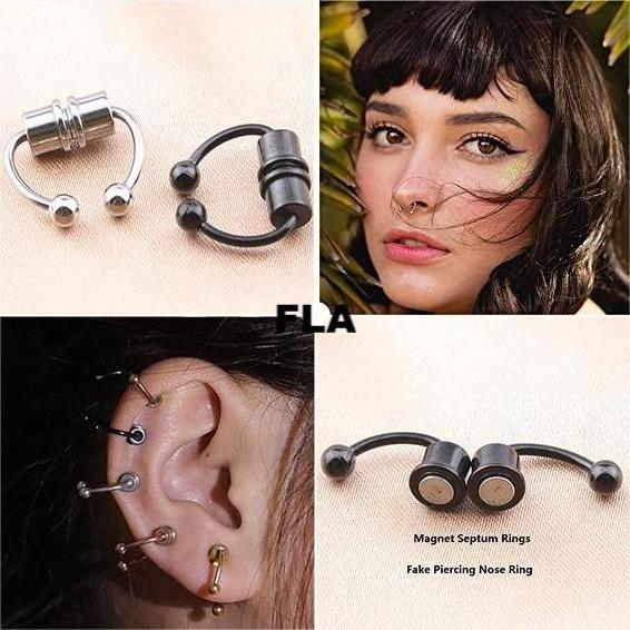 Horseshoes Magnetic Septum Ring Magnetic Piercing Magnetic Nose Rings Hoop Magnetic Piercing Stainless Steel Septum Nose Piercin