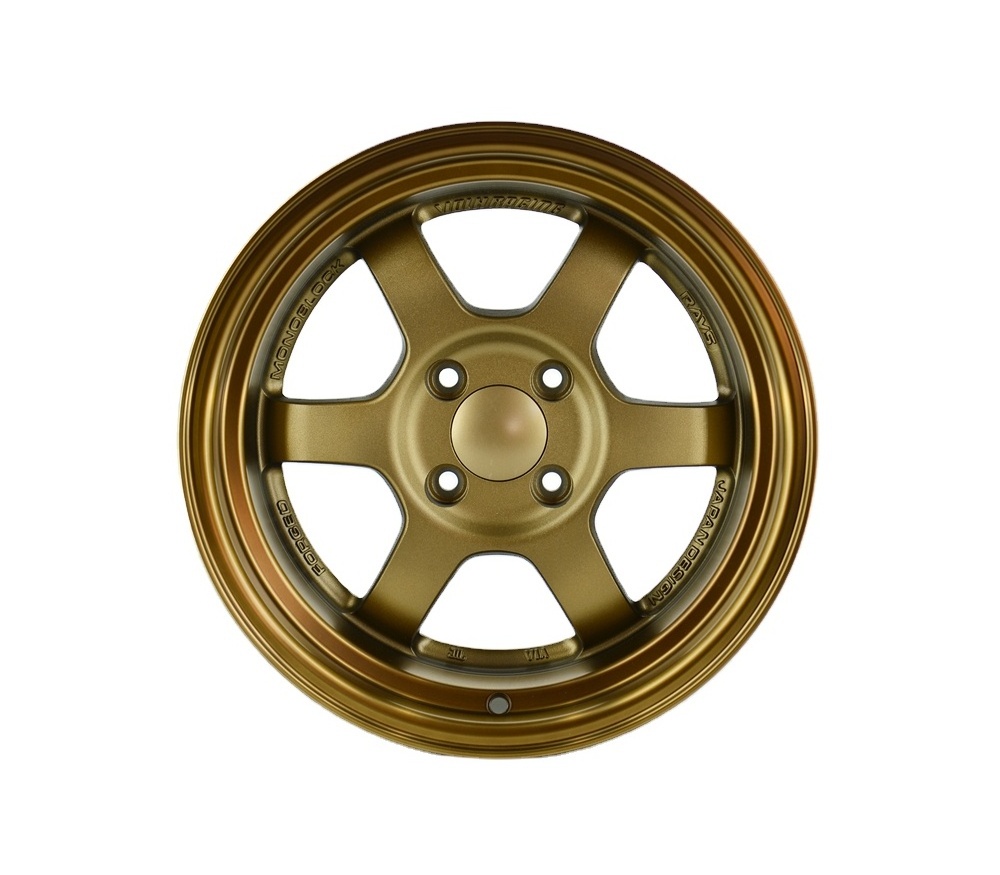 580 Hot Sale 15 Inch 4*114.3 Black Machined Lip Golden Oil Wheel Rim