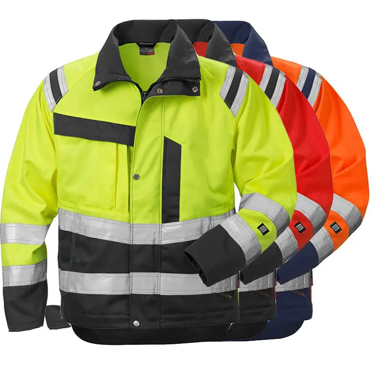 Custom Reflective Jacket High Visibility Waterproof Reflective Work Clothes Men'S Coat Safety Reflective Jacket