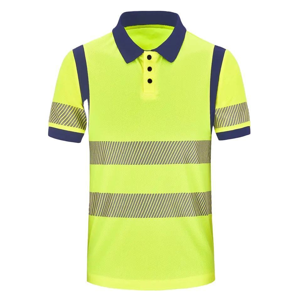 Hi Vis Reflective Work Wear Tee Shirt Construction Cleaner Travel Hiking Safety Shirts Quick Dry Hi Vis Polo Shirts