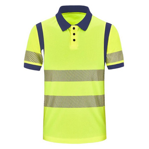 Hi Vis Reflective Work Wear Tee Shirt Construction Cleaner Travel Hiking Safety Shirts Quick Dry Hi Vis Polo Shirts